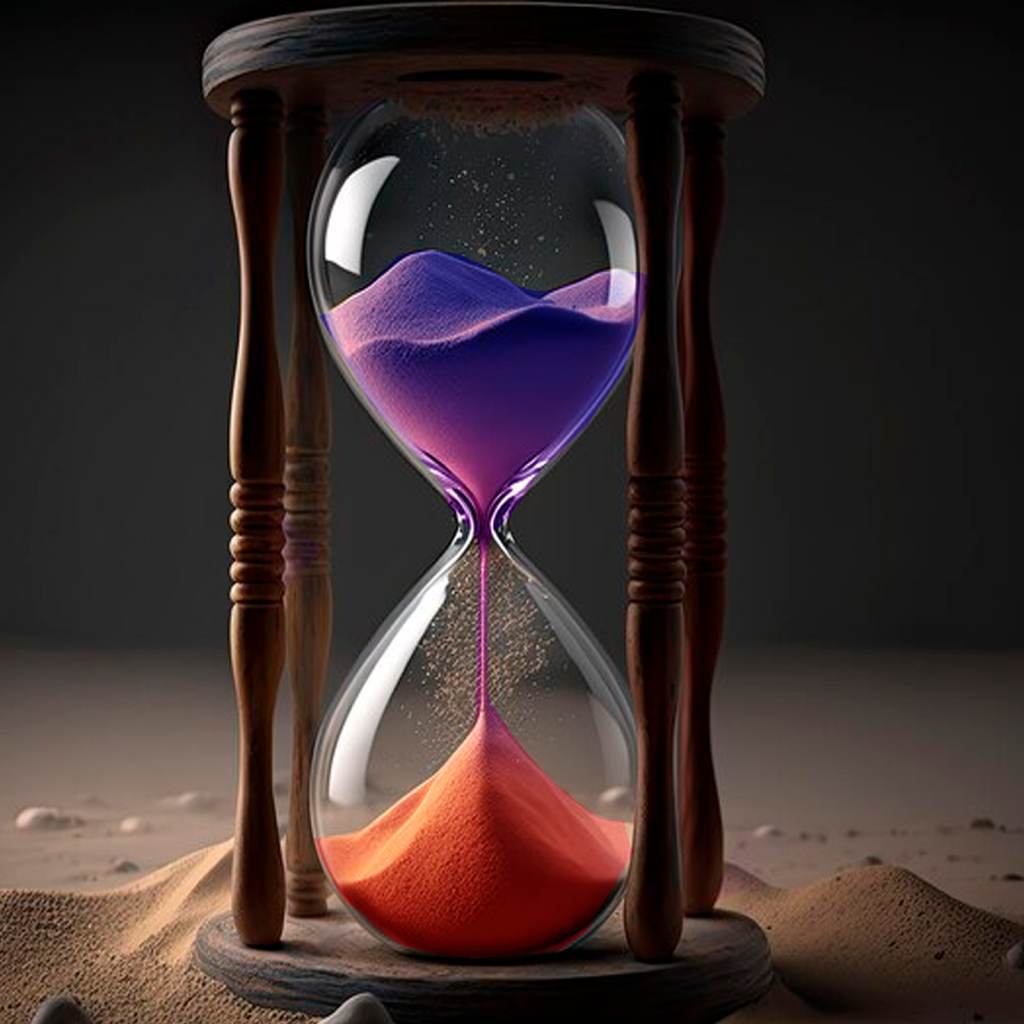 Reloj de arena con arena cayendo 